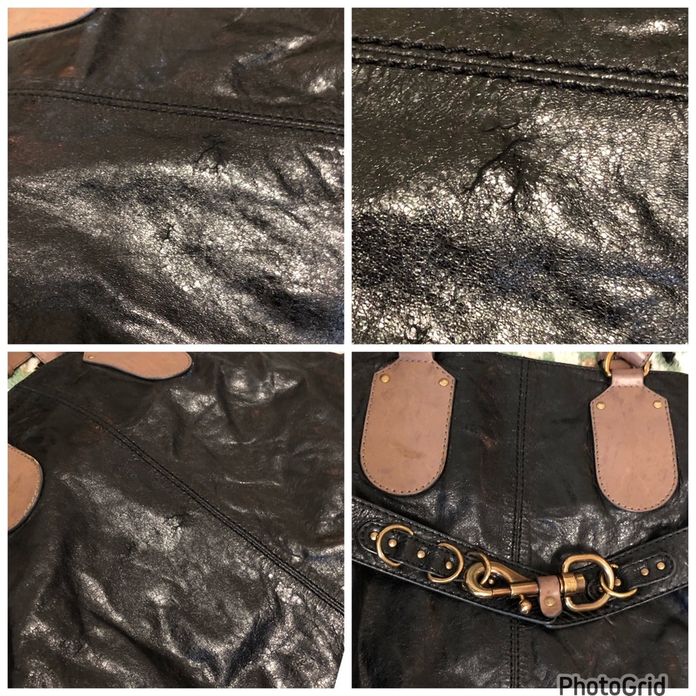 Chloe AUTHENTIC Large Black Leather Clasp Front Bag - Picture 4 of 16